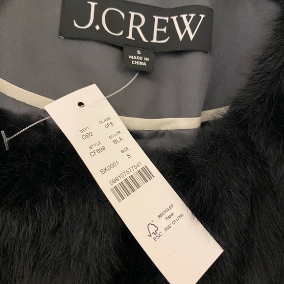 New $198 J.  Crew Faux Fur Lady Jacket Womens Small Black Coat NWT - Picture 7 of 7